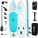 Inflatable Stand Up Paddle Board 11' x 34" Extra Wide SUP, Ultra-Stable for Adults & Dog, 450lbs, Dual Chamber Pump, Fiberglass Paddle, Military Grade Dual Layer
