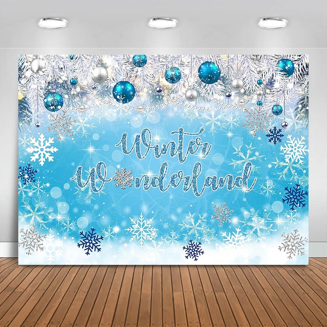 Winter Wonderland Backdrop 7x5ft Winter Snowflakes Birthday Background Party Decorations Snow Onederland Baby Shower Christmas Photography Banner Photo Booth Props