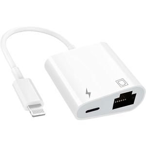 [Apple MFi Certified] 2 in 1 RJ45 Ethernet LAN Network Adapter with Charge Port, Lightning to Ethernet Adapter, Compatible with iPhone/iPad/iPod, Supports 100Mbps Ethernet Networ