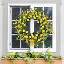 Pinkpum 22" Daisy Eucalyptus Wreath for Front Door, Artificial Spring Summer Floral Wreath for Front Door, Home Farmhouse Wedding Wall Window Decor