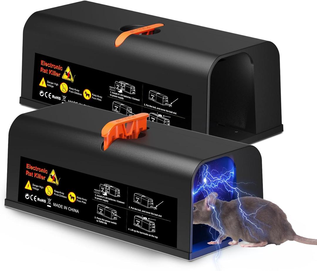 2 Packs Electric Mouse Trap Zapper, Rat Traps Indoor for Home, Electronic Humane Mouse Killer, Effective Rat Zapper for Rodent and Mice - No Touch Reusable Mice Trap to Protect Your Home
