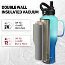 ABOTOCUP Water Bottle 40oz, Insulated Water Bottle with Handle & Straw Lids, Stainless Steel Water Bottle Fits in Any Car Cup Holder, Travel Cup Double Wall BPA-Free Leak-proof to Keep Cold &Hot