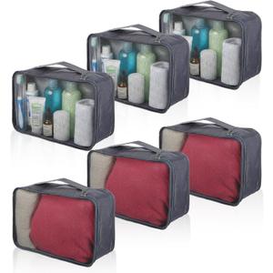 6 Pcs Packing Cubes, Mesh Travel Organizers, Foldable Laundry Bags, Water Resistant Clothing Storage for Travel, Camping, Backpacking