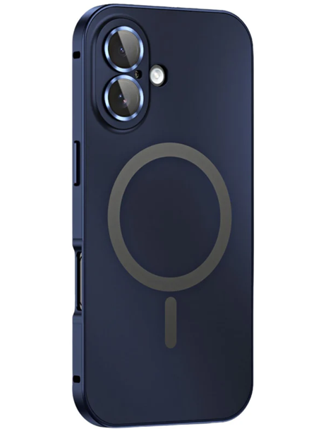 YAOZOCASE for iPhone Case,Compatible with MagSafe,Magnetic Luxury 2 in 1 Aluminum Metal Frame PC Backboard,Slim Fit Military Grade Drop Protection Shockproof Phone Case (Navy Blue,iPhone 17)