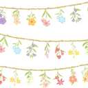 2PCS Wildflower Garland Banner, Wildflower Party Decorations Floral Grland for Baby in Bloom Baby Shower Bridal Shower Spring Tea Party Wild One Birthday Easter Mother's Day Decorations