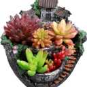 OUNONA Plant Pot, Mini Garden Pot Container Fairy Garden Pot with Sweet House Tabel Decor for Home Office Living Room (Silver)
