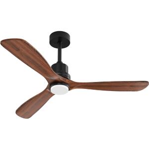 Obabala 52" Ceiling Fans with Light Remote Control Outdoor Wood Ceiling Fans with LIght for patios Noiseless Reversible DC Motor (Walnut)