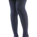 Girls Fleece Lined Pantyhose Warm Leggings, Navy, One Size