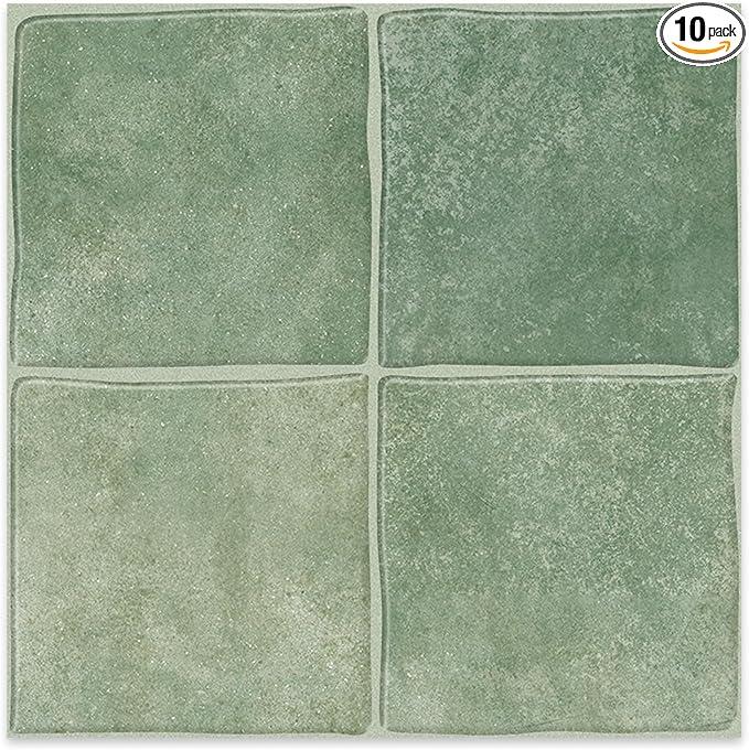 10 Sheets Thicker Design Peel and Stick Backsplash, 3D Self Adhesive Peel and Stick Wall Tile Backsplash for Kitchen, Bathroom, 12"x12", Light Green