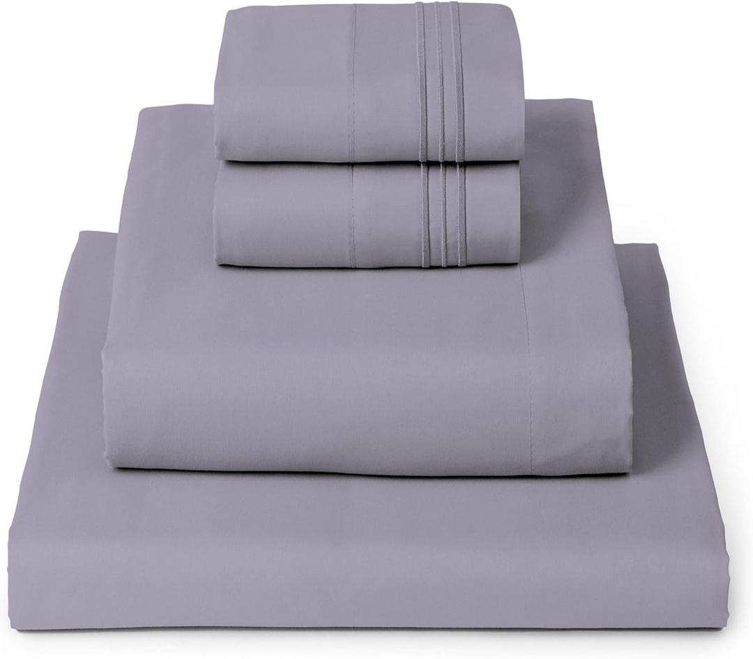 Mellanni Full Sheets Set - 4 PC Iconic Collection Bedding - Hotel Luxury, Extra Soft, Cooling Bed Sheets - Wrinkle, Fade, Stain Resistant (Full, Hazy Lilac)