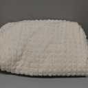 Puncuntex Flannel Fleece Throw Blanket Cream White 50"60",Super Soft Plush Cozy Blanket with 3D Jacquard Square Grid Design Luxury for Couch Sofa Chair