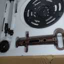 Round 19.6'' Metal Wooden Side Table Industrial Style Tea Table Hand Crank Adjustable Height Coffee Table for Living Room, Bedroom and Balcony (Copper)