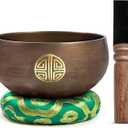 Tibetan Singing Bowl Set Brass - Master Healing Grade - Authentic Handcrafted Sound Bowl by Himalayan Bazaar (Black and Red) (Brown Mantra)
