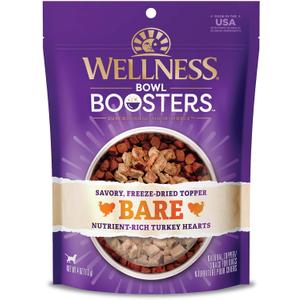Wellness Bowl Boosters Bare Freeze Dried Turkey Dog Food Topper for Small, Medium, and Large Breeds, Grain Free, Natural, 4 oz Bag (EXP 04/07/27)