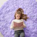 OLANLY Light Purple Round Rugs for Bedroom - Machine Washable, 5 ft Circle Area Rugs for Living Room, Soft and Fluffy Shaggy Carpet for Teen Girls and Boys, Nursery Rooms, Dorms, Home Decor Aesthetic