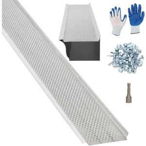 5 Inch Gutter Guard – (Mill Finish，13 PCS-50 Feet Total Length) Premium Aluminum Leaf Protection for Roof Gutters, Heavy-Duty DIY Easy Install, Clog Prevention for Leaves & Debris