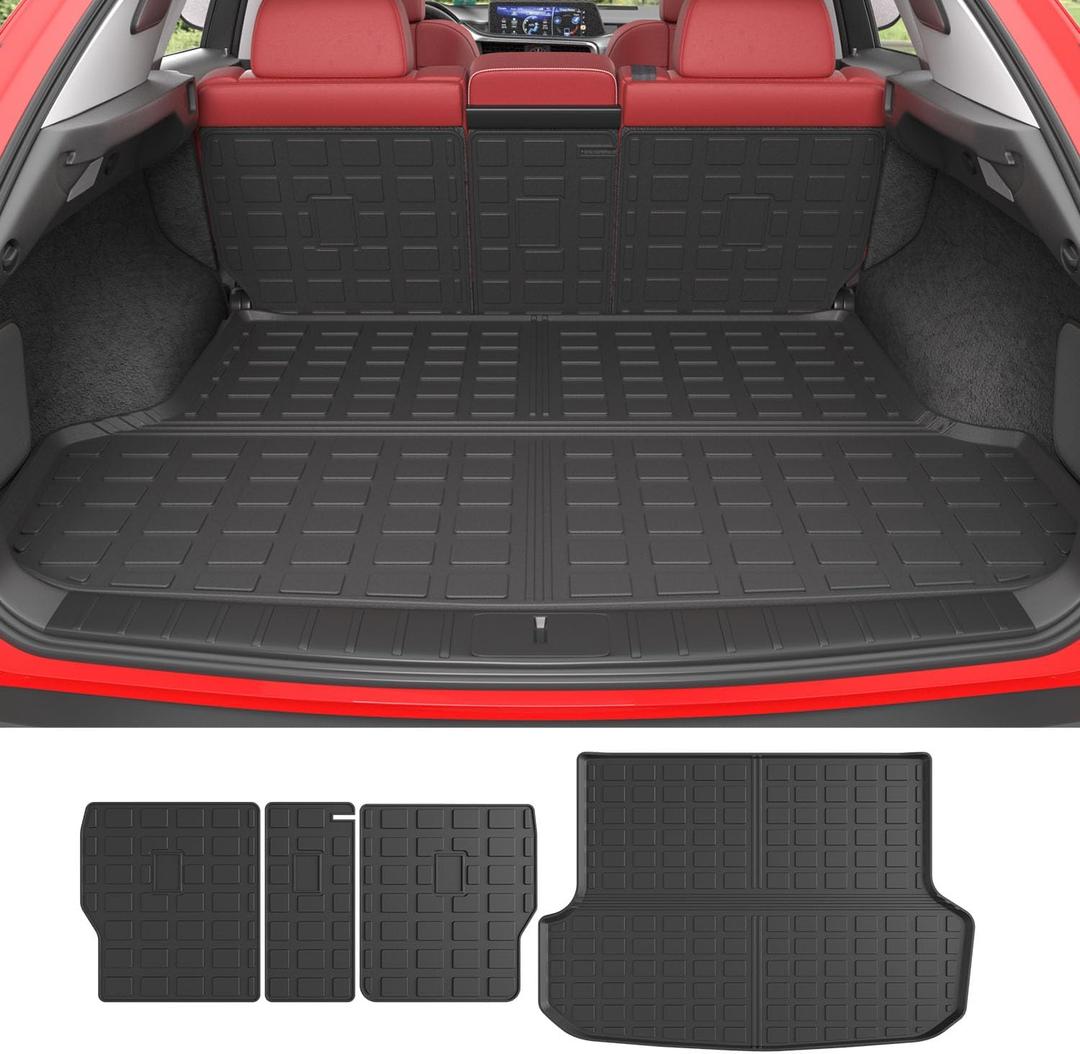 powoq Cargo Mat Compatible with 2016-2022 Lexus RX350 RX450H Trunk Mat Cargo Liner All Weather Protection TPE Backrest Trunk Liner Replacement for 2016-2022 Lexus Accessories (Trunk Mat+Backrest Mat)