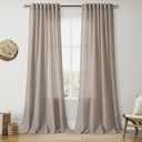 Nanspring Ecru Curtains 90 Inches Long for Living Room Linen Blend Light Filtering Semi Sheer Curtain Back Tab Rod Pocket Rustic Decor Natural Farmhouse Elegant Drapes for Bedroom 52x90, 2 Panels