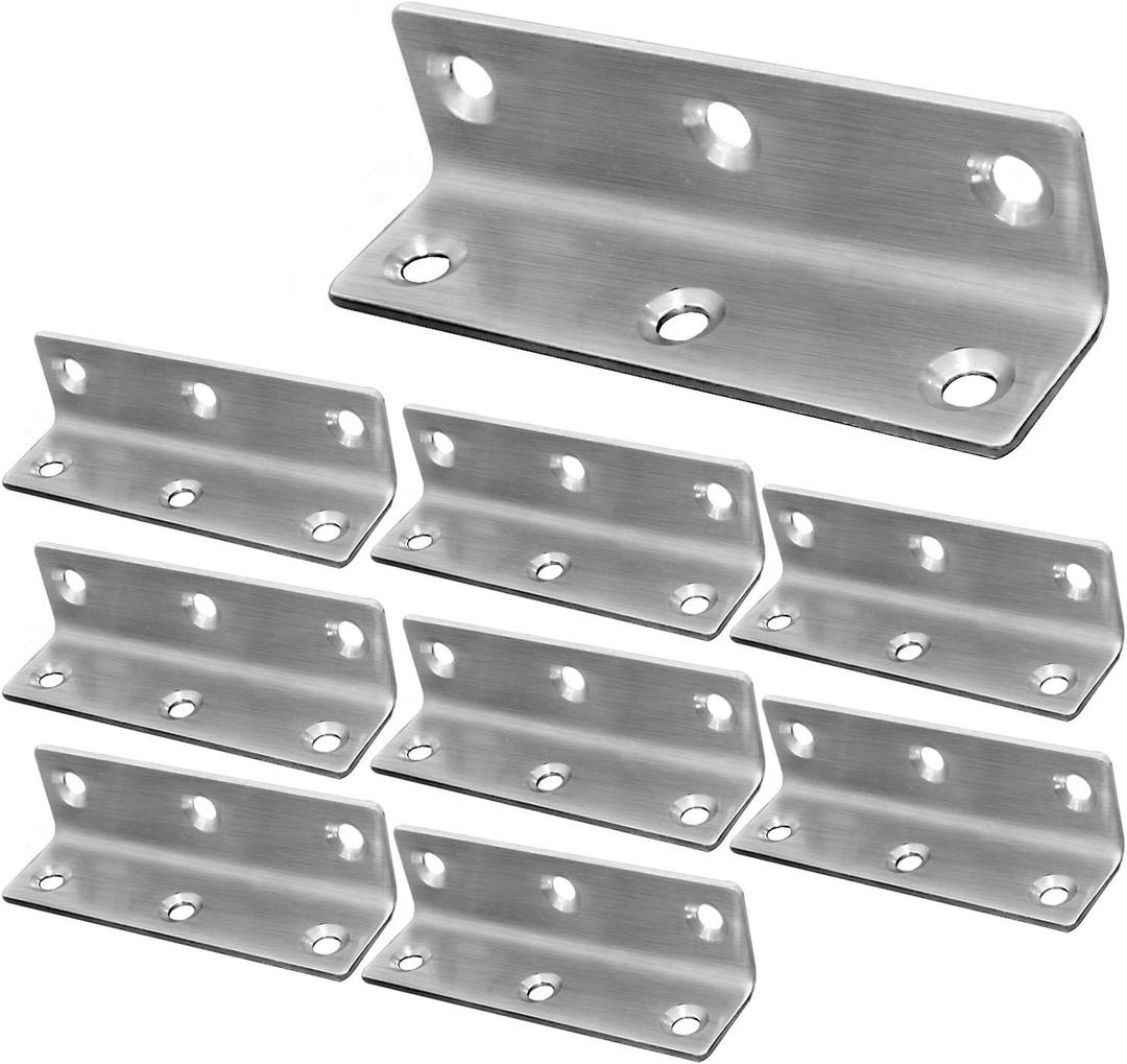 20Pcs Stainless Steel Corner Braces Heavy Duty Inside Corner Brackets, 3.14" Right Angle Support Shelf Bracket, Silver Tone Joint Fastener L Shape Bracket for Wood Furniture Cabinet Shelf