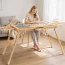 TEAKMAMA 1500 Pieces Puzzle Table 27.6" H Tall Puzzle Board with Drawers, 34.2" x 26.5" Wood Folding Jigsaw Table with Legs and Cover, Jigsaw Board for Adults, Nature