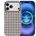 for iPhone 17 Pro Case for Women Girl Men Boy, Compatible with MagSafe, Shockproof Soft Silicone & Hard PC Shell Protective Case for iPhone 17 Pro - Brown Gingham Retro Checkerboard