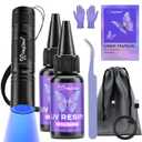 HeyClear 60g UV Resin Kit with Light -Fast Curing, Bonding in Seconds UV Glue Adhesive with Flashlight for Plastic&Glass Repair, DIY Craft Decor30g+30g
