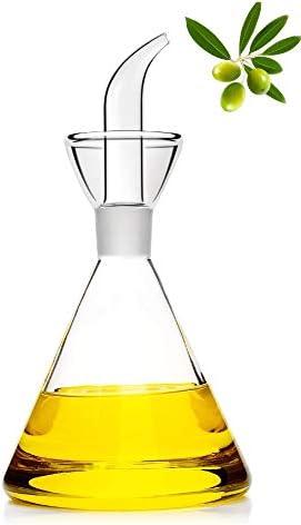 HAIZEEN 9 oz / 250 ml Glass All-Purpose Cruet, Glass Oil Decanter and Cruet (Cone-9 oz, Smooth surface)