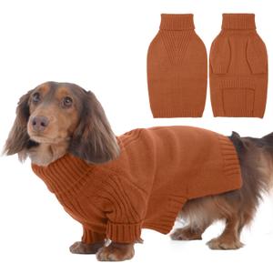 IECOii Dachshund Sweater,Turtleneck Dog Sweater for Small Medium Dogs Girl Boy,Stretchy & Breathable,Warm Knitted Pullover Coat,High Neck Knitwear for Cold Weather Indoor & Outdoor Wear (Caramel, M)