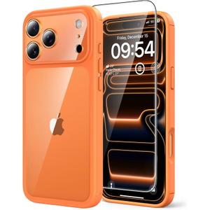TAURI for iPhone 17 Pro Case, Full Camera Protection with Screen Protector, Anti-Yellowing Military-Grade Protection Shockproof Slim Phone Case for iPhone 17 Pro, Orange