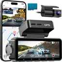 FOCUWAY Dash Cam Front and Rear, Real 4K@30fps/2K@60fps+1080P@30fps Dash Camera for Car, Touchscreen, Voice Control, with GPS WiFi, HDR Night Vision, 64GB Card, 160 Wide Angle, 24H Parking Mode