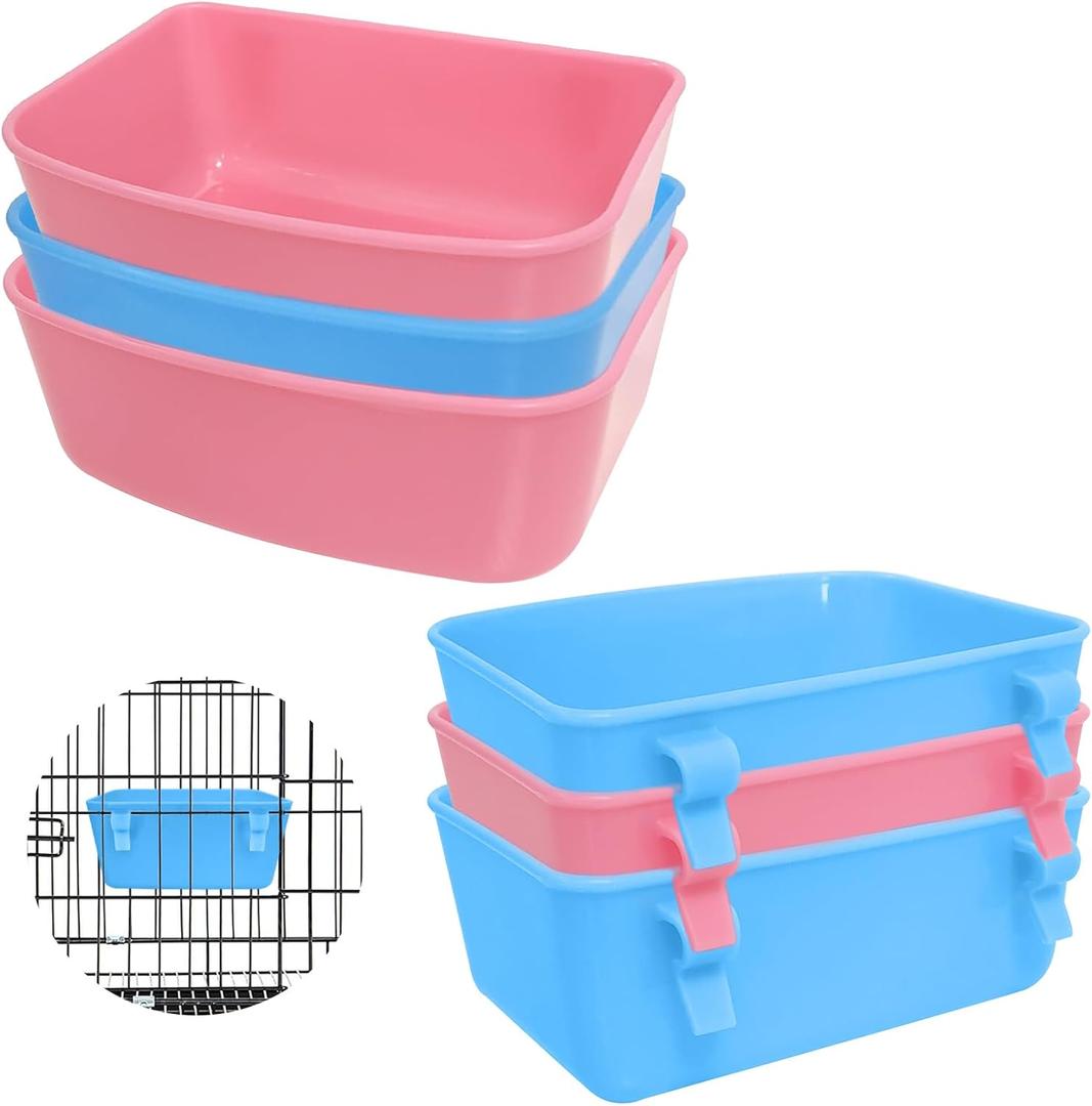 10 Pack Feeder (Blue, Pink), Hanging Feeder,Food and Water Container, Bath Water Bowl Universal for Birds Hamsters Mice Rats Rabbit Guinea Pig Small Pets (S)