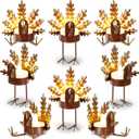 Meanplan 16 Pcs 8 Sets 2-in-1 Turkey Candle Holder Set Turkey Tealight Metal Votive Candle Holders Thanksgiving Table Centerpiece Sitting Standing Turkeys Candlesticks for Home Table Mantle Decor