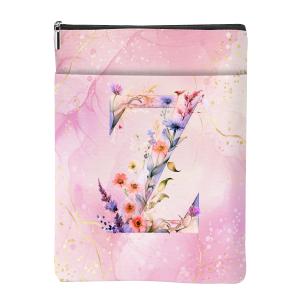 Aesthetic Flower Initial Z Monogrammed Personalized Gifts for Women Bookish Gifts Book Sleeve Book Pouch Protector Cover for Paperbacks Reading Accessories for Sister Bachelorette Party, Pink