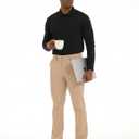Mens Slim Fit Golf Pants, Lightweight Comfortable Dress Pants Slacks Trousers for Work & Casual with Pockets, 30"/32"/34" (Beige)