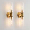KUZZULL Wall Sconces Set of Two Brushed Brass Gold LED Wall Lights Modern Linear Sconces Lighting Indoor Sconces Wall Decor Set of 2 Lamps for Living Room Wall Scones, Wall Lights Set of 2