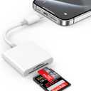 USB C SD Card Reader for iPhone, iPad, Lightning Dual Port SD Card Adapter, Memory Card Reader for Camera Adapter, Support SD, Micro SD, USB 3.0, Plug and Play