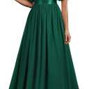 Miusol Women's Elegant Sequin Lace Butterfly Sleeve Formal Evening Maxi Dress, L