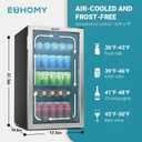 EUHOMY Beverage Refrigerator Cooler, 128 Can Mini Fridge with Glass Door for Soda Beer or Wine, Beverage Cooler for Home, Office, Bar with Adjustable Removable Shelves, Silver, 3.2 CUFT-Flat Shelf