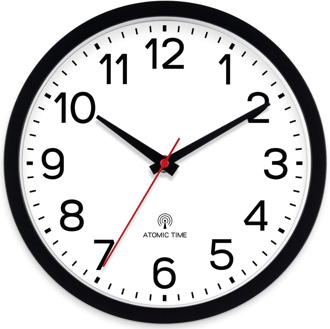 AKCISOT Atomic Black Wall Clock Analog Clocks for Indoor Kitchen, Battery Operated Clock for Bedroom Office Living Room(14 Inch)