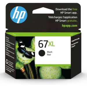 HP 67XL Black High-yield Ink Cartridge | Works with HP DeskJet 1255, 2700, 4100 Series, HP ENVY 6000, 6400 Series | Eligible for Instant Ink | One Size | 3YM57AN