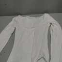 MANGOPOP Women's Backless Long Sleeve Bodysuit Boat Neck Y2K Body Suit Open Back Sexy Fall Basic Top (02 White) XS