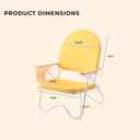 Padded Low Beach Chair, 4-Position Folding Outdoor Chair with Wooden Armrests, Cushioned Seat, Storage Pouch & Carry Strap for Beach, Patio and Lawn, Harbour Mimosa