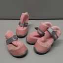 QUMY 4PCS Dog Shoes for Small Dogs, Hot Pavement Summer Puppy Dog Boots & Paw Protectors with Soft Anti-Slip Rubber Sole, Mesh Breathable Dog Booties for Hardfloors, Walking Running Pink Size 5