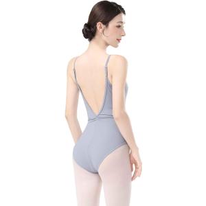 Ballet Leotards for Women, Backless Camisole Bodysuit With Adjustable Straps, Full Lining Dancewear (Blue, S)