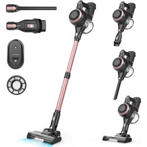 Vazone S22 Cordless Vacuum Cleaners for Home, 6 in 1 Lightweight Stick Vacuum with 45KPa Powerful Suction, Self-Standing Vacuum Cleaners Rechargeable Cordless Vacuum for Pet Hair (Gold)
