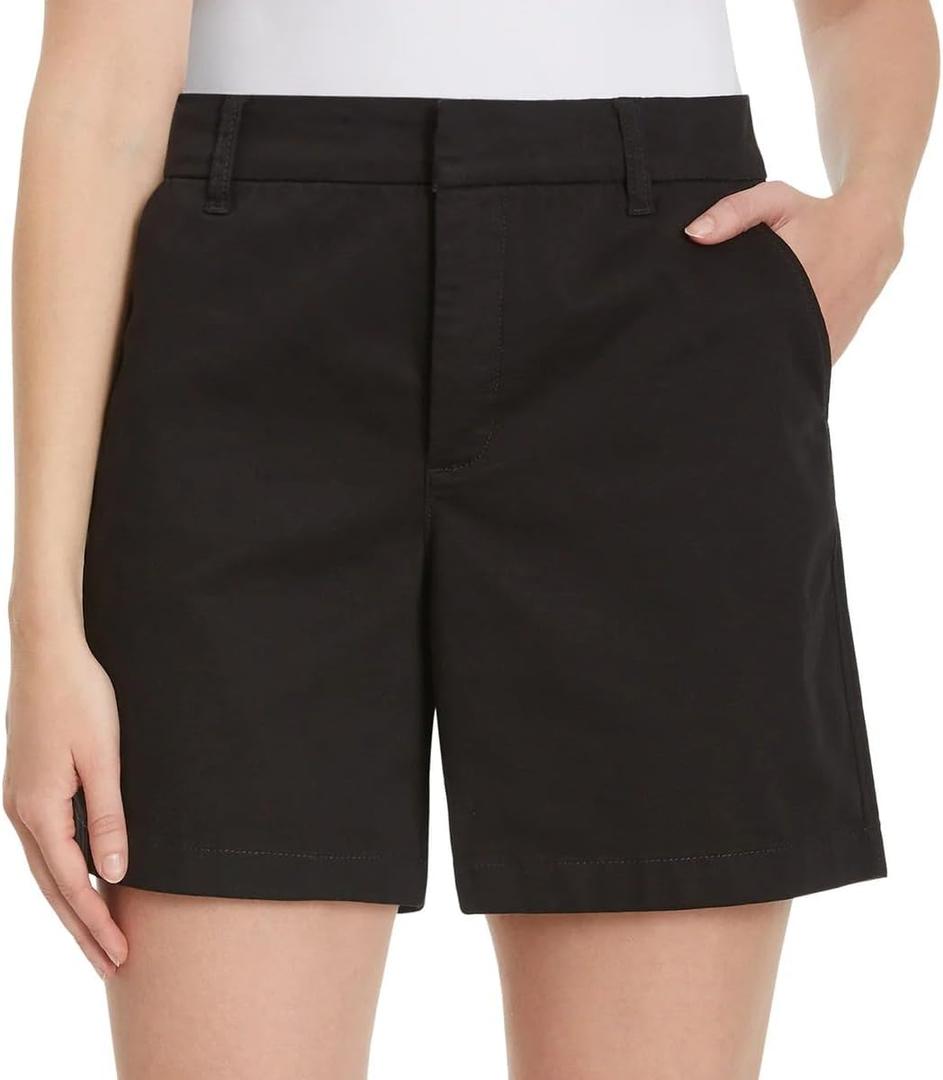 Gloria Vanderbilt Women High Rise Cotton Chino Shorts, Size: 6
