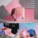 2 x Travel Jewelry Organizer Case with Zipper and Mirrored Charm, Small Portable Jewelry Storage Bag for Rings, Necklaces, Earrings, Travel Pouch, Gift for Teen, Holographic Pink