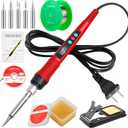 Soldering Iron Kit, 100W LED Digital Solder Gun kits with Ceramic Heater, Adjustable Temperature Welding Tools with Tips, Wick Braid, Stand, Solders Wire, Sponge, Flux Paste