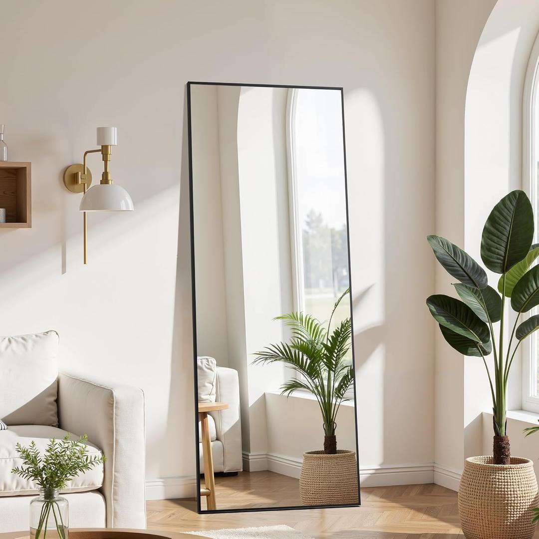 Simple Deluxe Full Length Mirror - Standing Mirror for Home Wall Decor, 59"x16" Large Floor Mirror for Wall, Door, Bedroom, Bathroom, Living Room, Black