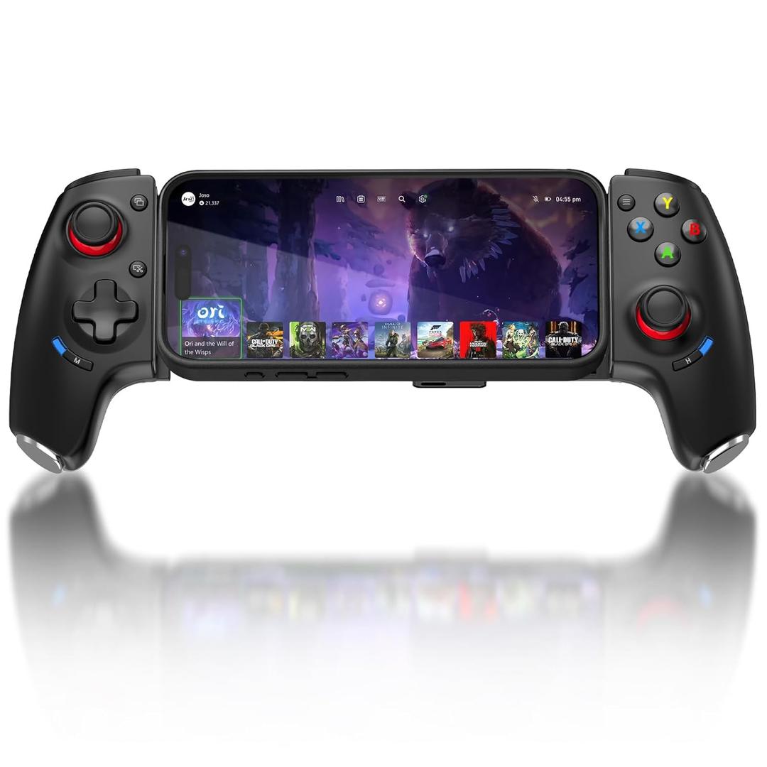 Joso Mobile Gaming Controller - Wireless Controller Support Phone Case with Hall Effect Joystick/Triggers, 2 Back Buttons, for Cloud/PS/Xbox/PC Remote Play, Universal Phone Gamepad (Black | Bluetooth)